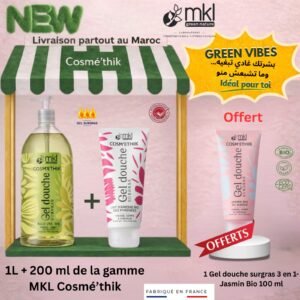 Pack gel douche surgras aloe vera bio 1L lait anesse Pyrenees 200ml jasmin bio Maroc 100ml offert MKL Cosmethik