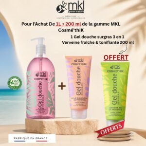 gel douche fleurs cerisiers surgras bio pack mkl 1L peche blanche verveine offert